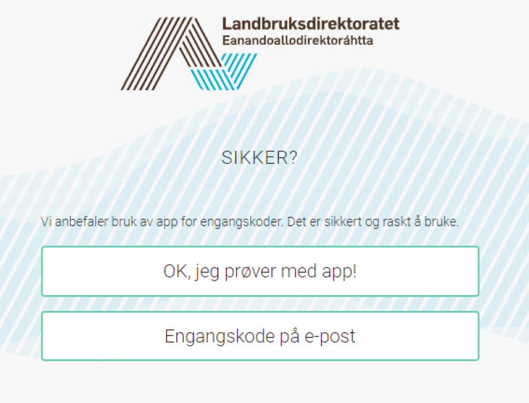 Bekreft at du virkelig ønsker å logge inn med engangskode på e-post, ved å klikke på ett av de to valgene.