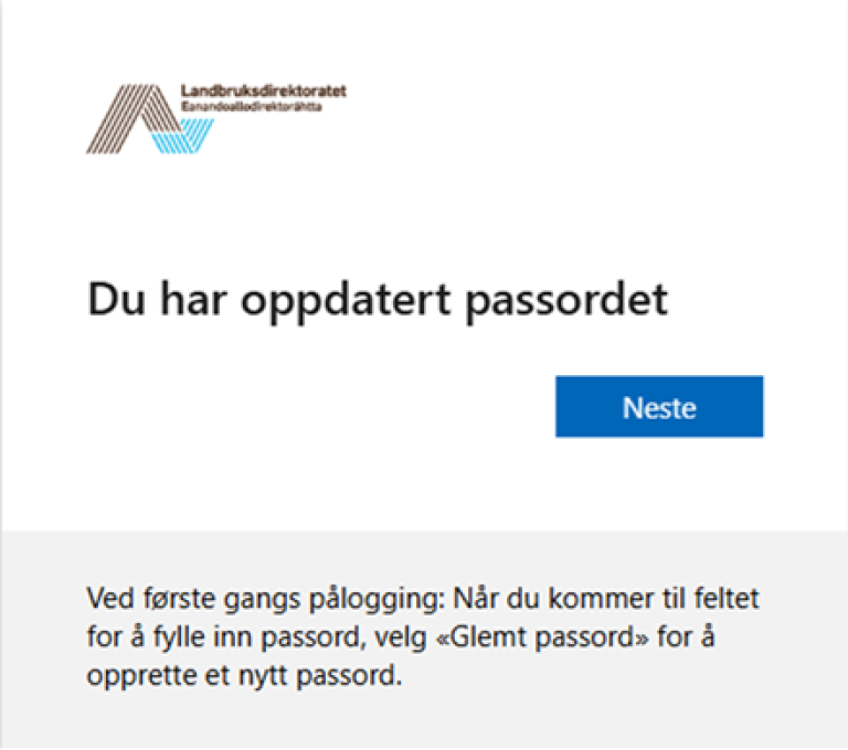 Pålogging - du har oppdatert passordet