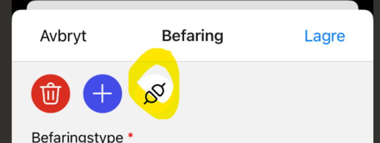 Under markert tittel Befaring, ring rundt ikon nr. 3